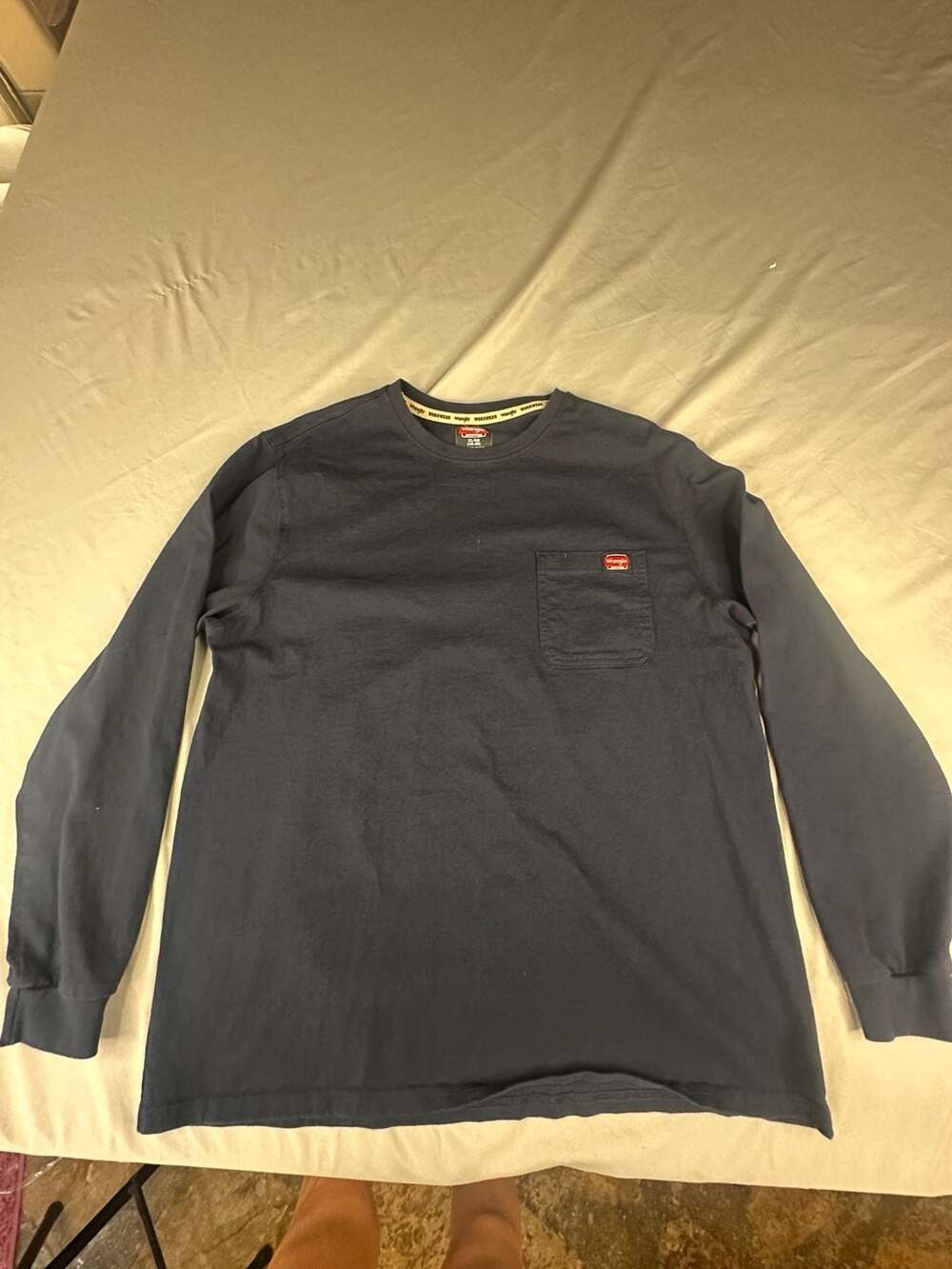 Wrangler Workwear Long Sleeve Pocket T-Shirt Size XL/XG 46-48 Navy